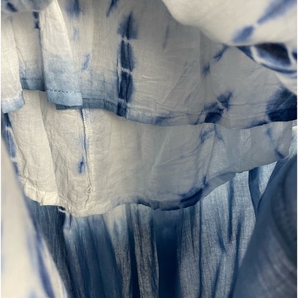 En Creme Blue White Tie Dye Triangle Bust Elastic Waist Rayon Maxi Halter‎ Dress - Picture 10 of 11